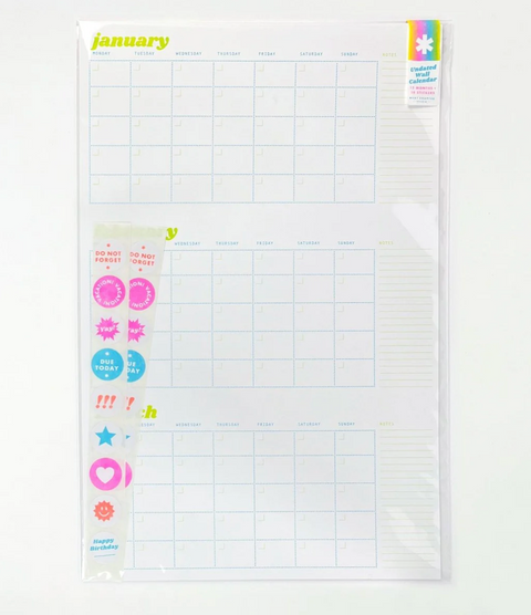 11x17 Risograph Perpetual Wall Calendar - Undated