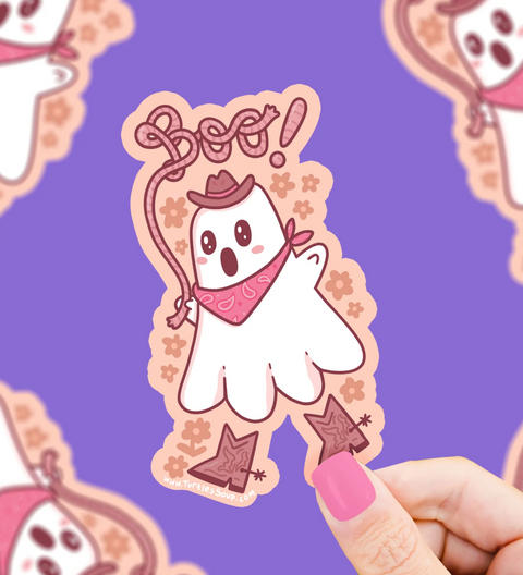 Boo Ghost Cowboy Western Vinyl Sticker