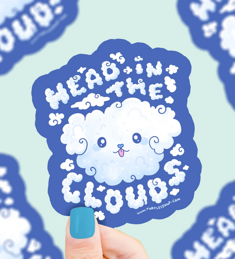 Head In the Clouds Daydreaming Cute Art Vinyl Sticker