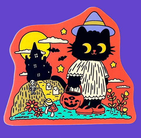 Trick-or-Treat Cat Sticker