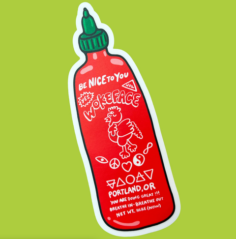 Wokeface Sriracha Sticker
