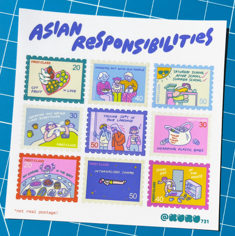 Asian Responsibilities Stamp Sticker Sheet