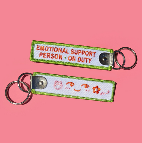 Emotional Support Person Embroidered Keychain
