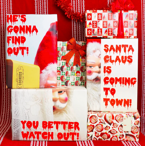 Creepy Santa Mixed Gift Wrapping Paper Set - Folded Flat Wrap