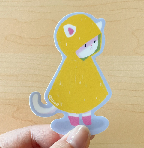 Rainy Cat Waterproof Vinyl Sticker