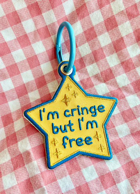 I'm Cringe but I'm Free Star Embroidered Keychain