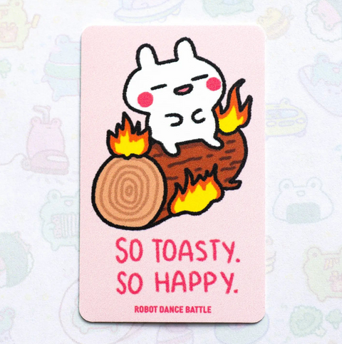 Keep Warm Bunny Fire Log Vinyl Sticker