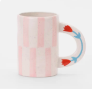 Ceramic Coffee Mug - floral handle