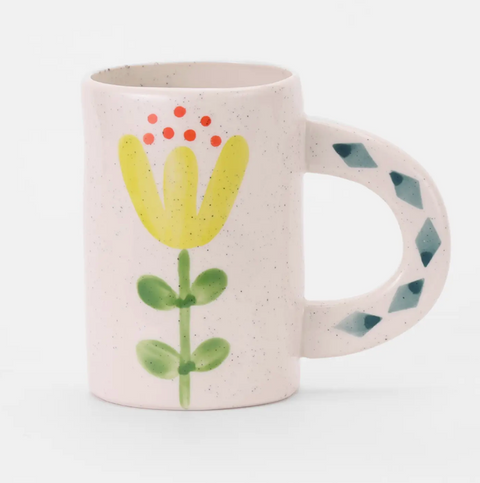 Hand-Painted Green Floral Mug
