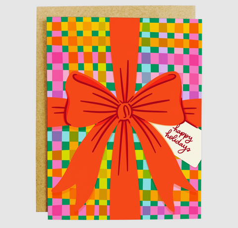 Happy Holidays Gift Bow Greeting Card