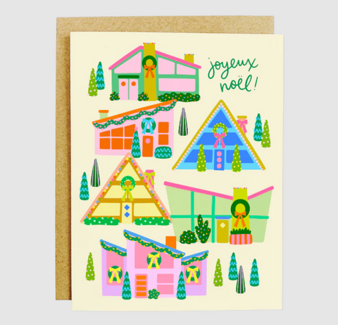 Vintage Christmas Village Greeting Card