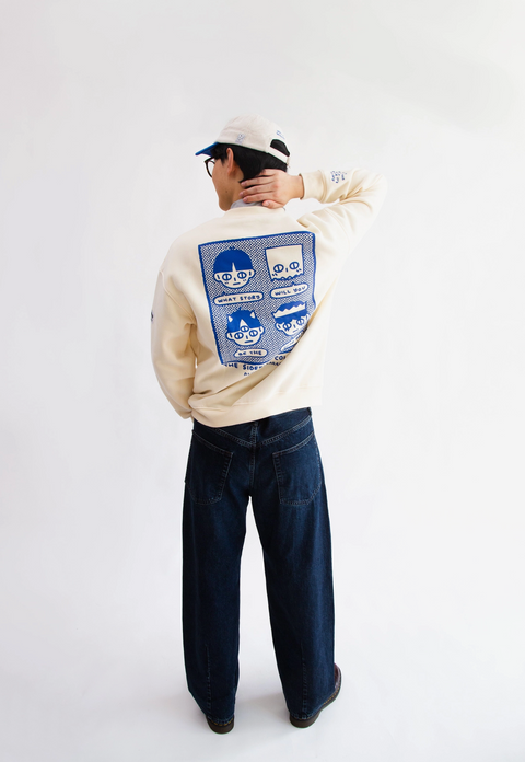 Sidekick: Cream Fleece-Lined Crewneck Sweater