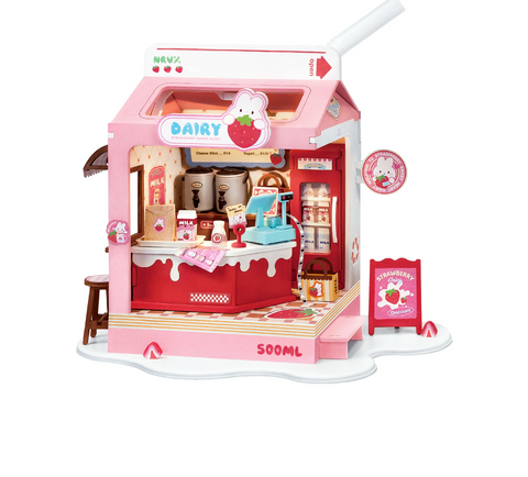 Diy Miniature House Kit: Strawberry Milk Box