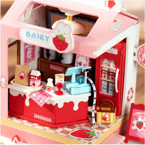 Diy Miniature House Kit: Strawberry Milk Box