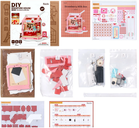 Diy Miniature House Kit: Strawberry Milk Box