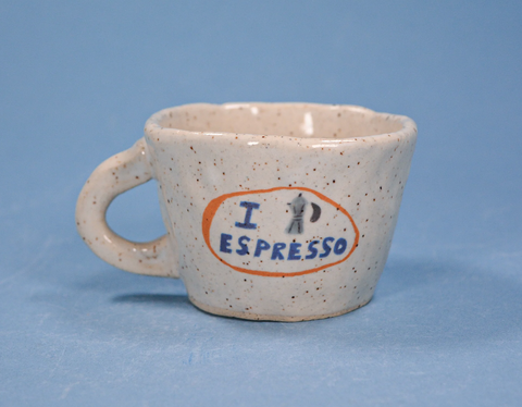 I LOVE ESPRESSO CUP - HANDMADE STONEWARE 2OZ