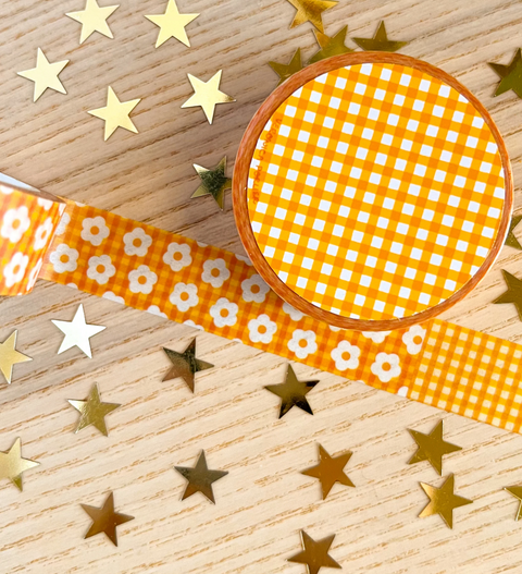 Yellow Daisy Plaid Washi Tape