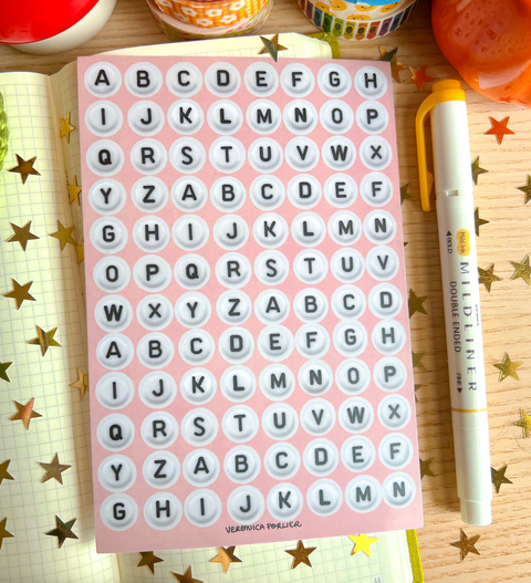 Bead Alphabet Sticker Sheet