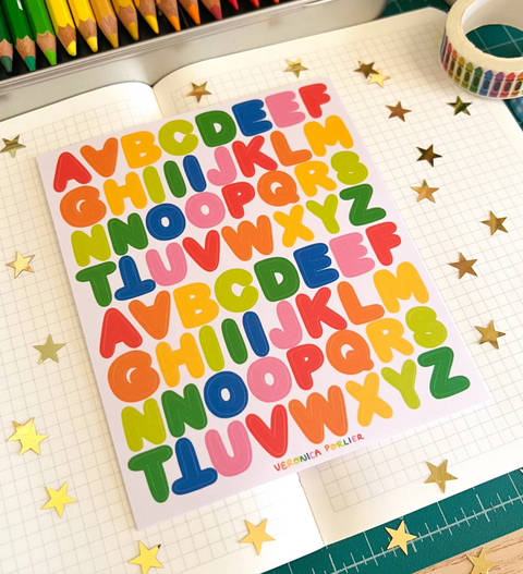 Rainbow Alphabet Sticker Sheet