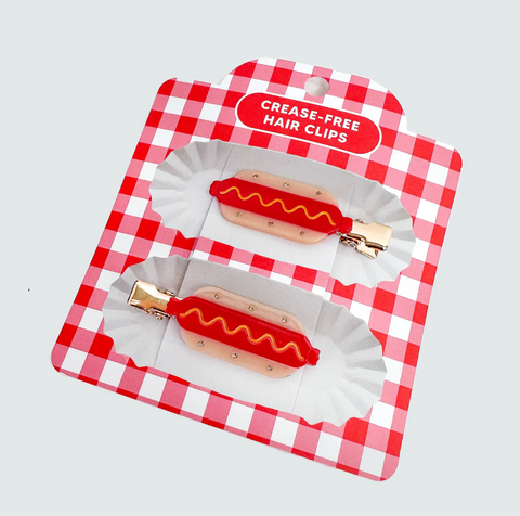 No Crease Hot Dog Hair Clips- Set of 2
