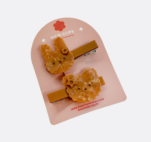 Bunny and Bear Biscuit Hair Clips