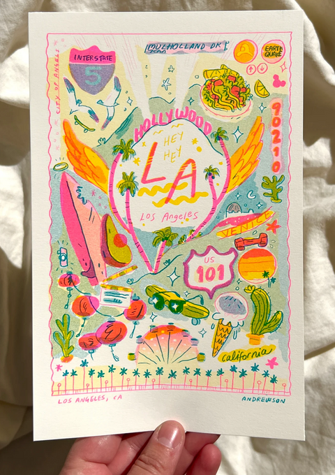 Travel Card Series LA - Small Riso Print