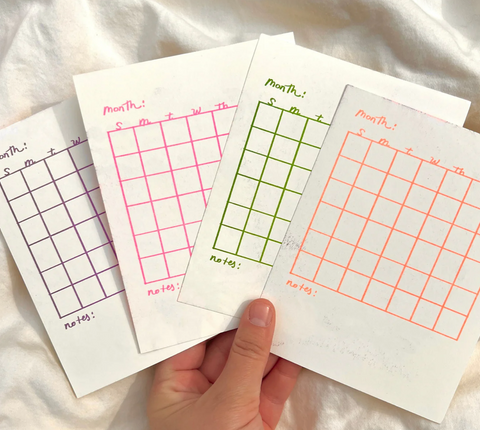 Bad Riso Print Blank Calendar Sheets