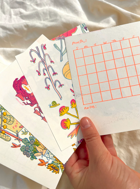 Bad Riso Print Blank Calendar Sheets