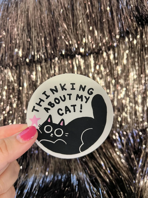 Thinking About My Cat Sticker