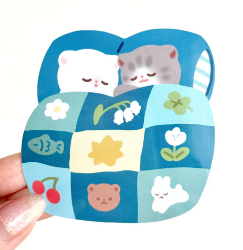 Vinyl Sticker - Cozy Quilt Kitties