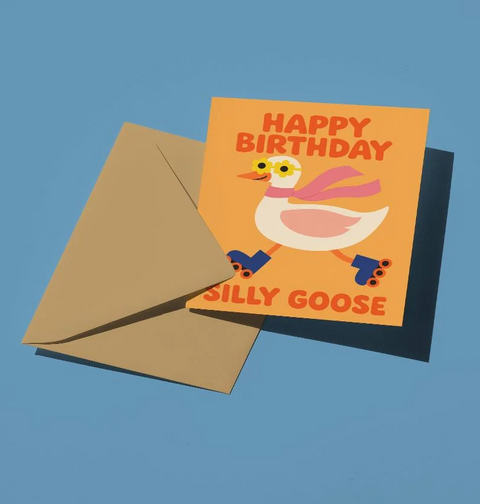 Silly Goose on Skates Card