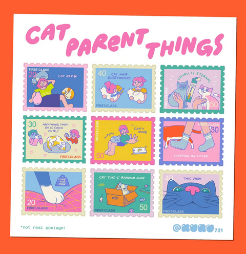 Cat Parent Responsibilities Stamp Washi Tape