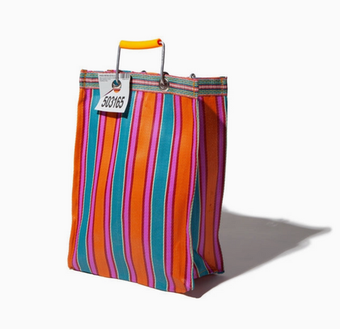 Recycled Plastic Stripe Bag - Rectangle Orange x Pink