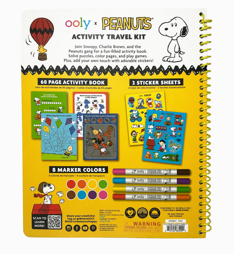 OOLY X Peanuts: Activity Travel Kit & 4 Double-Ended Markers