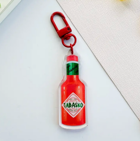 Tabasco Hot Sauce Double-Sided Acrylic Keychain with Epoxy