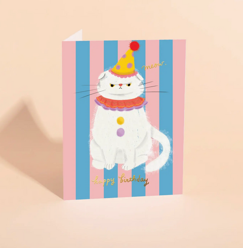 Clowny Cat - Birthday Card