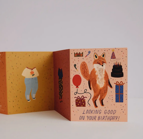 Fox Paper Doll Birthday Card