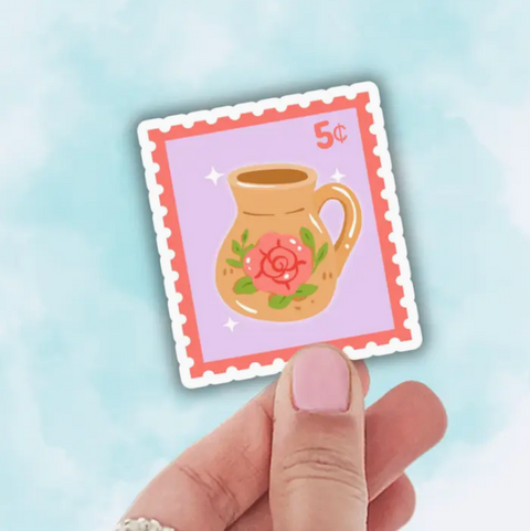 Mexican Mug Decal, Stamp Sticker, Cute Latina Sticker