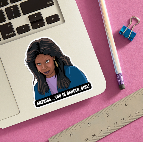 America, You in Danger Girl Die Cut Sticker