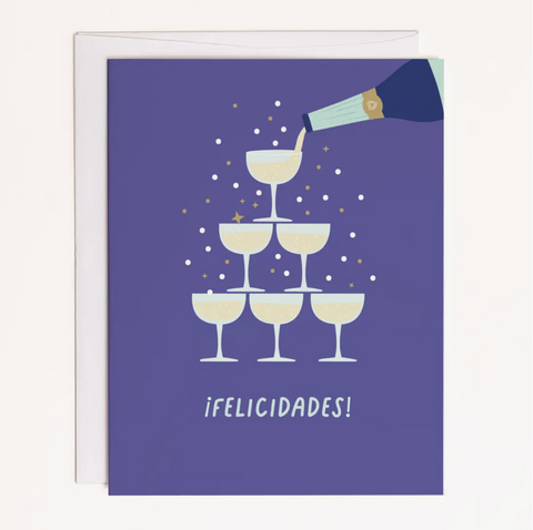Torre de Champaña Felicidades | Champagne Tower Spanish Congratulations Wedding Card