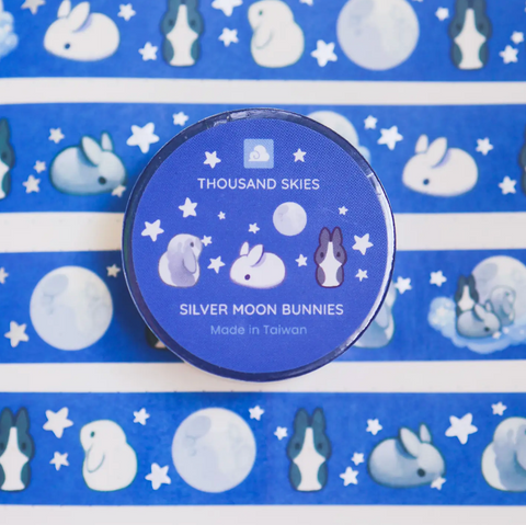 20mm Washi Tape - Silver Moon Rabbit