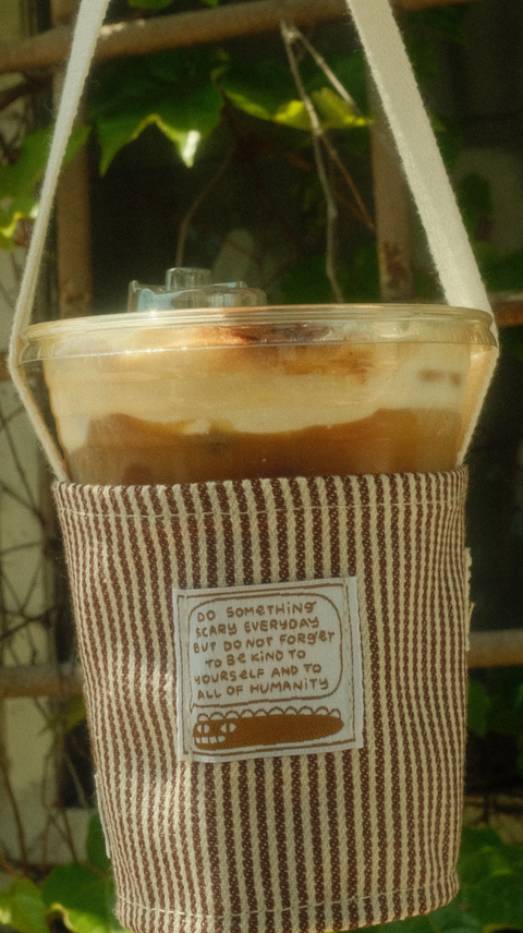 Drink Cup Holder with Straw Strap