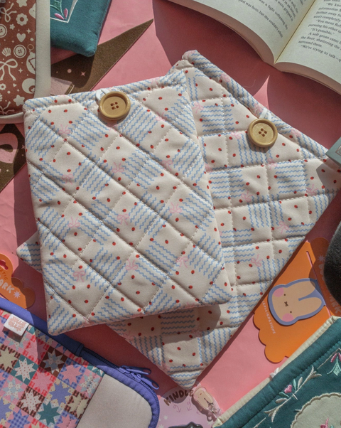 Quilted Ladybug Embroidered Book Sleeve