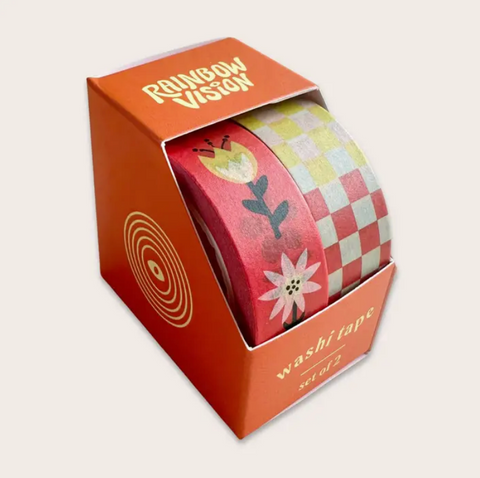 Folk Flowers & Checkers Washi Tape