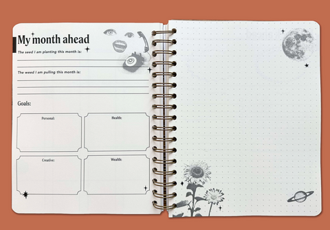 Undated Wire Bound Planner, Flower Power Cover