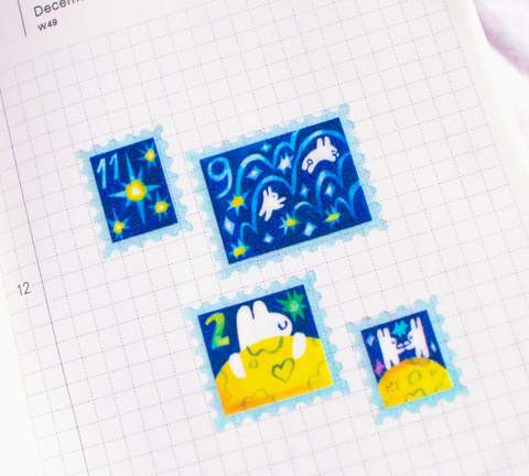 'to the Moon & Back' Frosted Glitter A6 Stamp Sticker Sheet