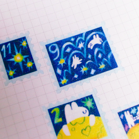 'to the Moon & Back' Frosted Glitter A6 Stamp Sticker Sheet