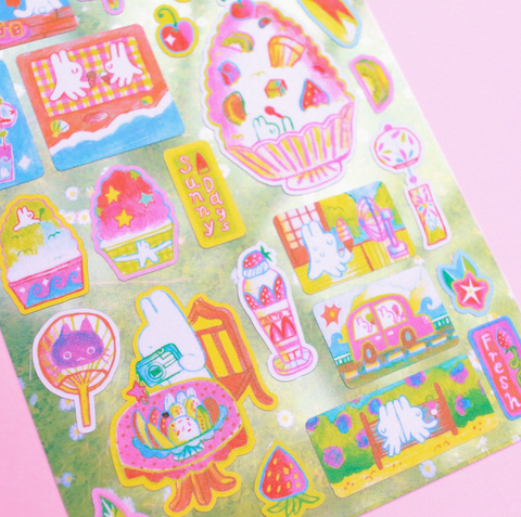 'sunny Sweets' A6 Frosted Glitter Sticker Sheet