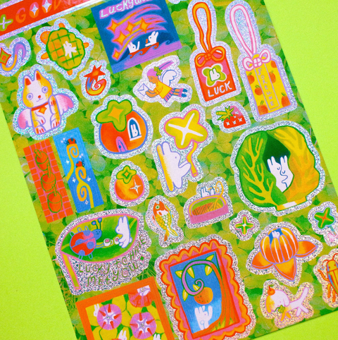 'good Fortune' A6 Glitter Sticker Sheet