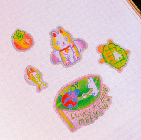 'good Fortune' A6 Glitter Sticker Sheet